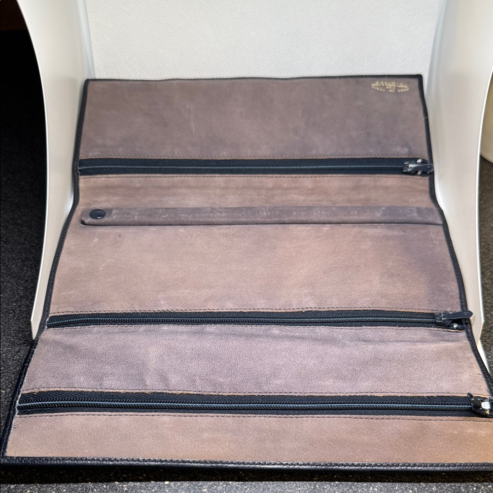 Henry Birks & Sons Jewelry Roll Travel Case Black Leather Made In Italy Vintage. - Picture 11 of 13
